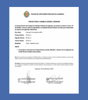 CONVOCATORIA A ASAMBLEA GENERAL ORDINARIA