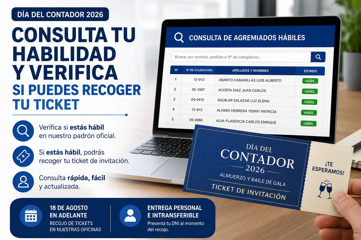 Consulta tu Habilidad y Verifica si Puedes Recoger tu Ticket por el Día del Contador